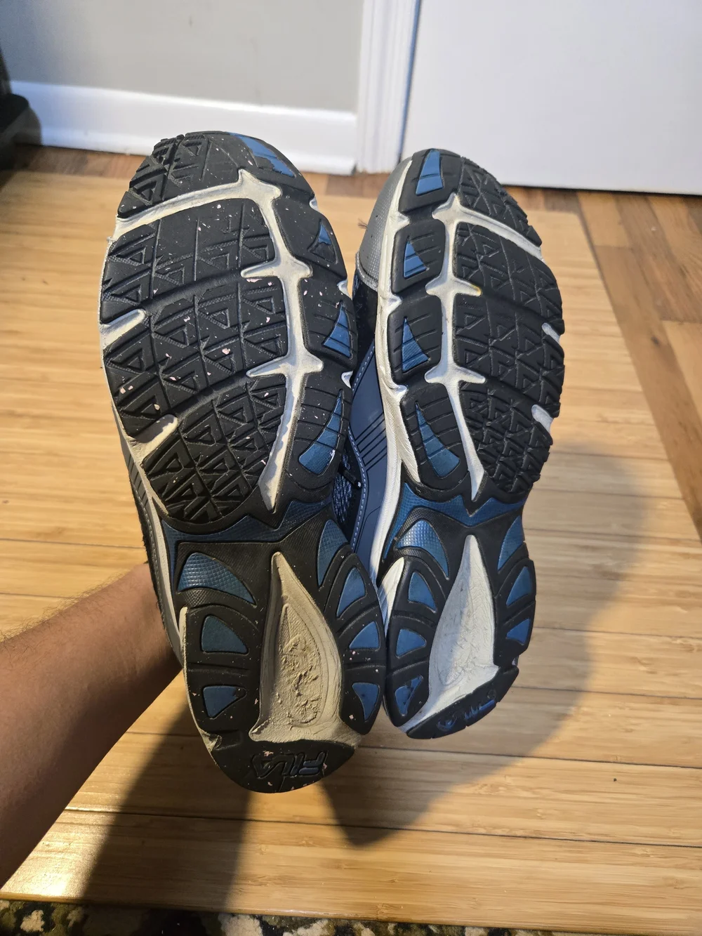 Fila Men’s Gray Athletic Mesh Sneakers with Blue Accents